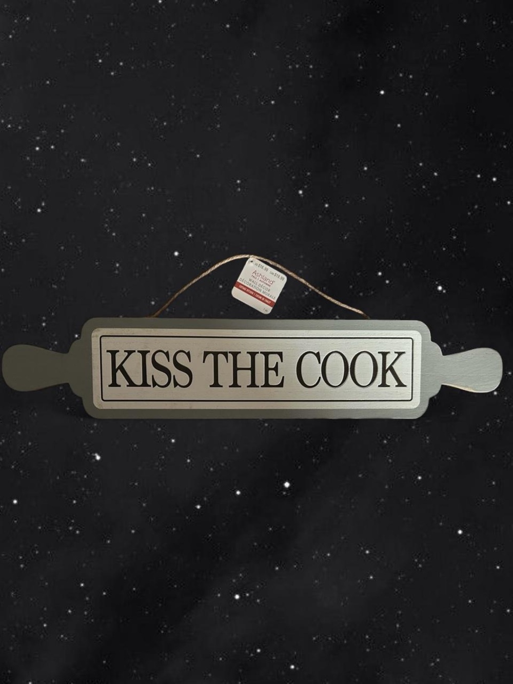 Ashland 'Kiss The Cook' Rolling Pin Sign - Silver & Black